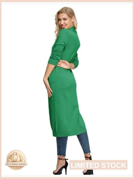 Long Knitted Cardigan Sweater Open Front Maxi Lightweight Chic Essential - Picture 5 of 7